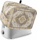 Beige Vintage Boho Toaster Cover 2 Slice, Ethnic Tribal Dustproof Bakeware Oven Protector with Top Hook, Geometric Abstract Waterproof Small Kitchen Appliance Toasters Dust Cover, 12"x7.5"x8"