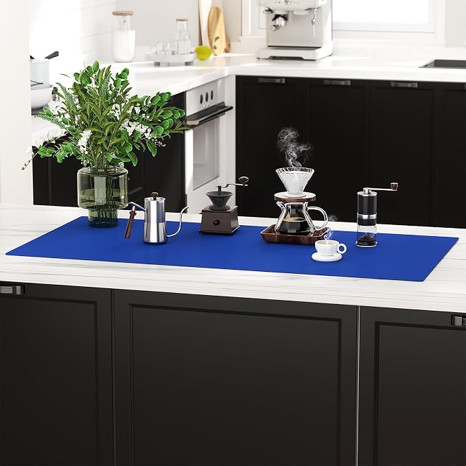 Quality Silicone Table Mat 47x24 Inch - High Heat Resistant (Lab Tested 482°F), Non-Slip Oil-Resistant Surface for Baking & DIY | Waterproof & Easy Clean (Blue)