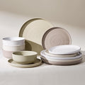 12-Piece Stoneware Dinnerware Sets, Service for 4 - Farmhouse Coupe Plates and Bowls with Speckles & Spirals - Chip & Scratch Resistant, Microwave & Dishwasher Safe, Multicolor