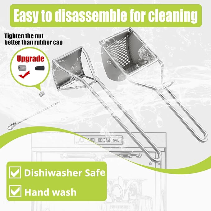 Potato Ricer Set,Heavy Duty Stainless Steel Potato Masher and Ricer for Mashed Potatoes,Vegetables, Professional Kitchen Tool, Press, Large Masher, Press and Mash for Baby Food, Fruit Juices