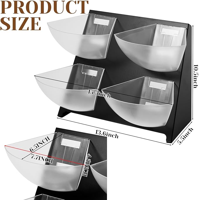 DoubleFill 15.5''x10''x 10.5'' Coffee Condiment Packet Organizer with 4 Removable Compartments Steel Coffee Caddy Station Creamer Sugar Tea Holder for Bar Countertop Office Kitchen Accessories(Black)
