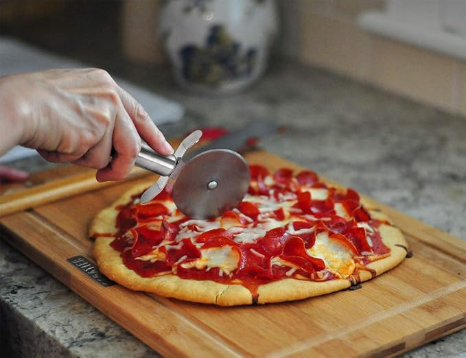 Onlyfire 4-Piece Pizza Stone Set – 15" Round Cordierite Baking Stone for Oven & Grill, 14"x16" Pizza Peel, Stainless Steel Spatula & Cutter – Complete Pizza Making Kit for Crispy Crust, Bread, BBQ