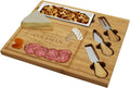 Custom Personalized Engraved Bamboo Cutting Board for Cheese & Charcuterie with Ceramic Dish, Knife Set & Cheese Markers -by Picnic at Ascot USA