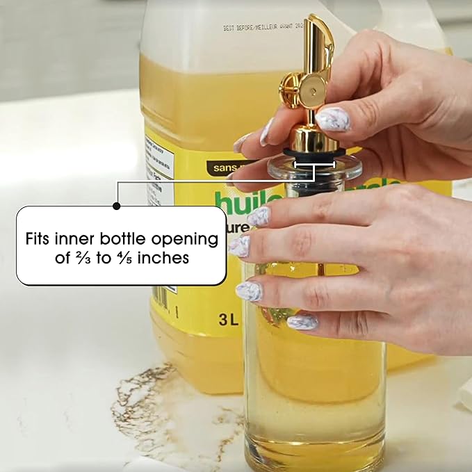 Spaceneat Olive Oil Dispenser 2-Pack, Gold, 16.9 fl oz & 4 Extra Oil Spouts (Gold)