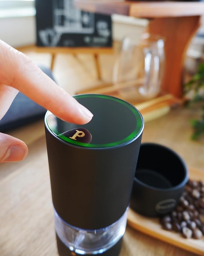 PALICO GrindTech - Portable Rechargeable Electric Coffee Grinder, Cordless Charging Base with Type C, 20 grind size SUS Conical Burr, for Home/Office/Travel or Camping, Mobile Apps support