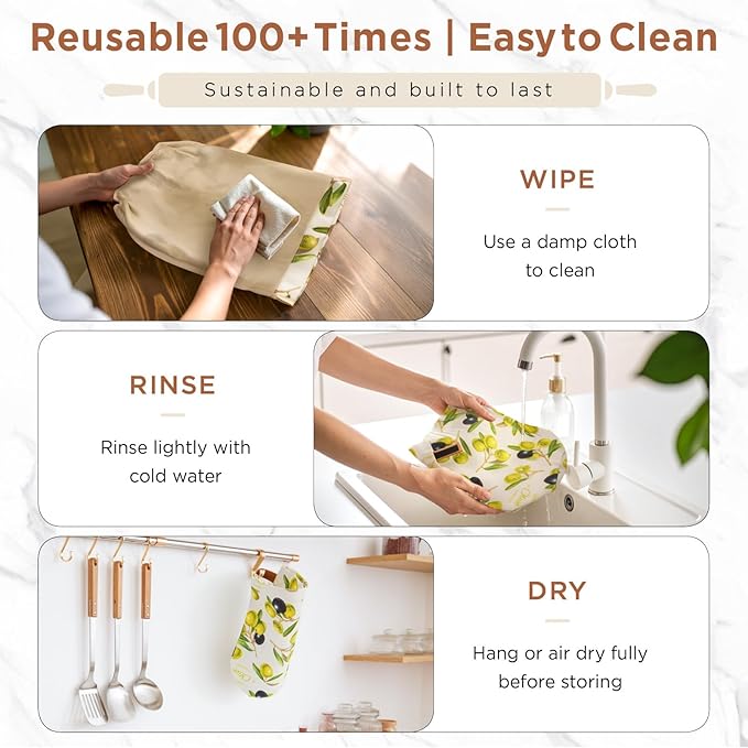 Reusable Beeswax Bread Bag for Homemade Sourdough, Natural Sourdough Bread Storage Bags, Keep Fresh, Bakery Essentials | Breathable material, Freezer safe, Reusable, Durable, Extra-large