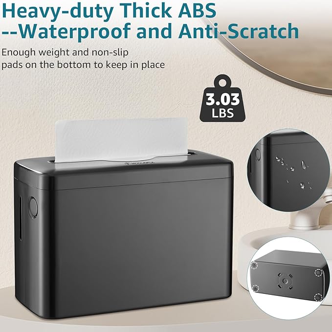Automatic Foaming Soap Dispenser & Countertop Paper Towel Holder Bundle: Touchless Rechargeable Foam Dispenser with Adjustable Output + Modern Black Tissue Holder for Kitchen & Bathroom Sink Organizat