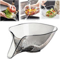 Multi-functional Drain Basket - 2024 New Fruit Cleaning Bowl with Strainer Container, Kitchen Sink Food Catcher Drainer Fruit Rinser Vegetable Washing Filter Bowl over the Sink Colander (1PC, Grey)