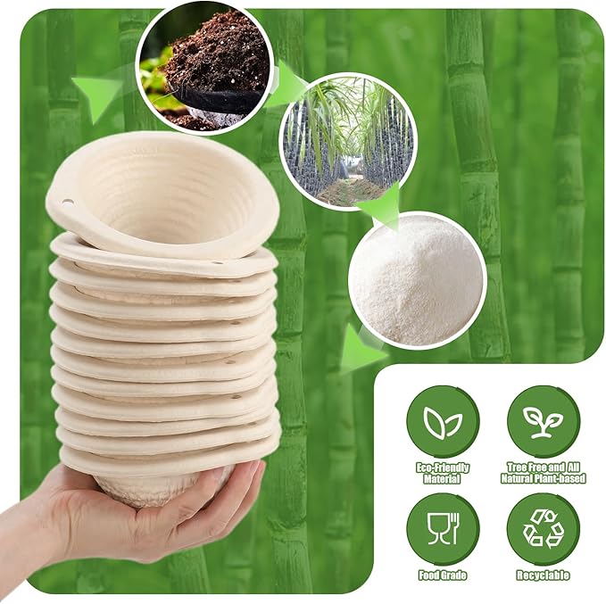 12-Pack Mini Banneton Baskets (5 Inch), Round Sourdough Proofing Basket Set with Linen Liners for Small Loaves & Home Bakery Supplies