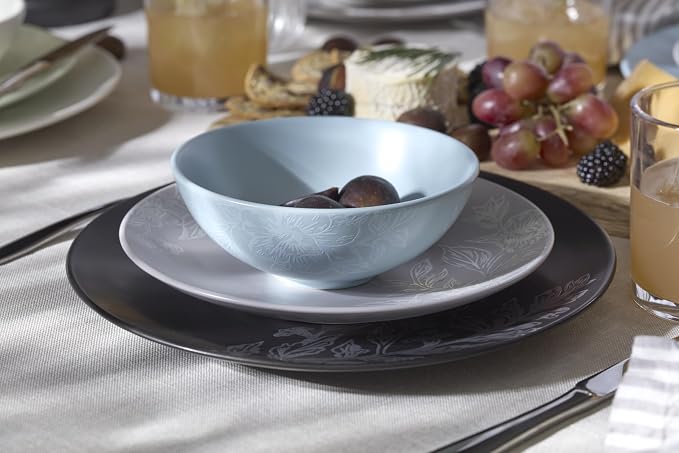 Oneida 897393 Roseto 12-Piece Dinnerware Set, French Blue