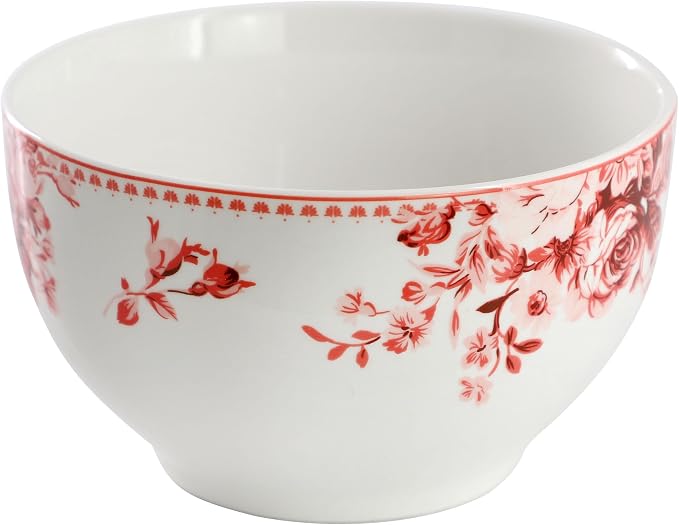 Elama Traditional Rose 16 Piece Porcelain Dinnerwar/Tableware Set, Service for 4 (Red)