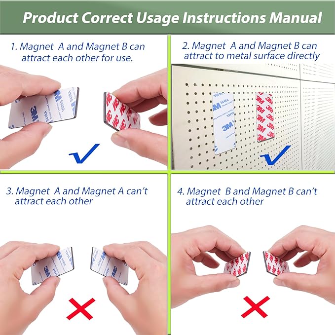 Paired A+B 3/4 inch Magnets Tapes 10FT, a b Magnetic Strips Match to Use with Strong Adhesive Backing, Flexible Magnetic Strips for DIY Craftings -2Pack