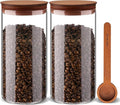 2PCS of 50floz Round Coffee Canister with Wooden Lids, Airtight Glass Coffee Jars for Ground Coffee, Coffee Beans Storage Container