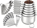 30PCS Measuring Cups and Spoons Set, 7 Nesting Measuring Cups, 18 Measuring Spoons and 5 Mini Spoons, Stainless Steel Kitchen Measuring Set for Dry and Liquid Ingredients, Perfect for Cooking & Baking
