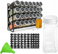 Spice Jar Rack with KEEP – 4-Tier Organizer with 28 Empty Bottles, 180 Waterproof Labels (55 Blanks), Funnel &Screws | Space-Saving Spice Storage Set for Kitchen Counter or Cabinet