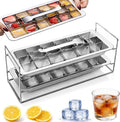 Stainless Steel Ice Cube Trays, Metal Ice Cube Trays for Freezer Vintage Inspired Design with Release Lever Remove Handle for Making Large Cubes Kitchen & Bar (2 pack)