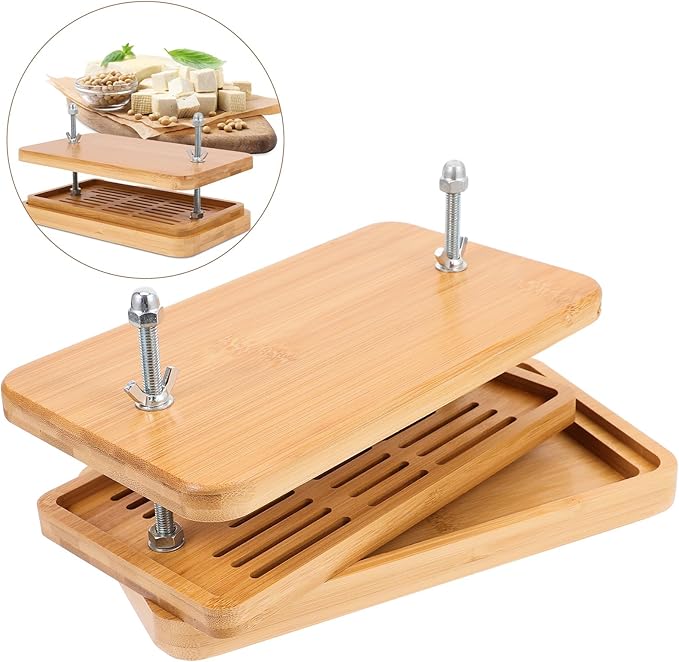BESPORTBLE Tofu Press and Drainer with Adjustable Pressure 26x15cm, Three-layer Tofu Mold for Homemade Soybean Curd Making, Kitchen Food Strainer for Household Use