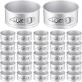 Sunnyray 25 Pcs 4 Inch Springform Pan for Baking Mini Cheesecake Pans with Removable Bottom Nonstick Leakproof Round Cake Mold Spring Form Molds for Mini Cheesecake Pizza and Quiches (Silver)