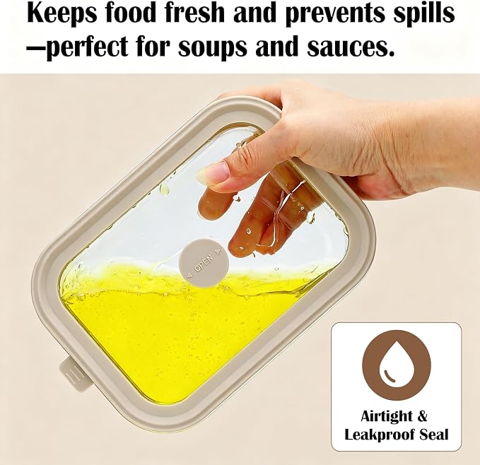 21 oz Glass Meal Prep Containers with Glass Lids, 6 Pack Plastic Free Glass Food Storage Containers, Airtight Glass Lunch Containers For Leftovers, Microwave, Oven, Freezer