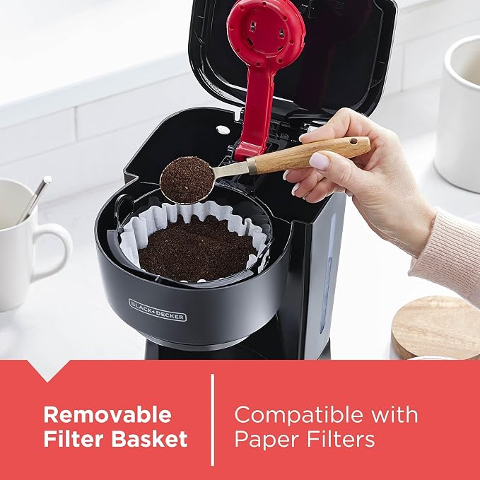 BLACK+DECKER 12-Cup Coffee Maker with Easy On/Off Switch, Easy Pour, Non-Drip Carafe with Removable Filter Basket, Vortex Technology, Black (Pack of 4)