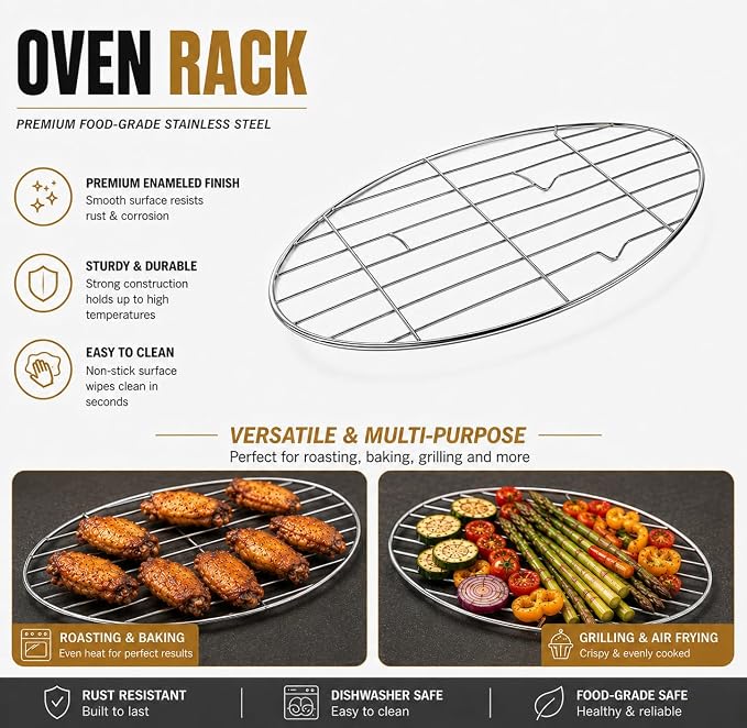18 Inch Enamel Roasting Pan with Lid & Rack, Oven & Dishwasher Safe Turkey Roaster, 932°F Heat Resistant, Includes Silicone Handles & Cleaning Sponges