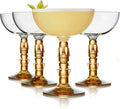 Libbey Tiki Coupe Cocktail Glasses, Vintage Style, Polynesian Inspired Coupe Martini Glasses Set of 4, Tropical Bar Glassware Set for Cocktail Party