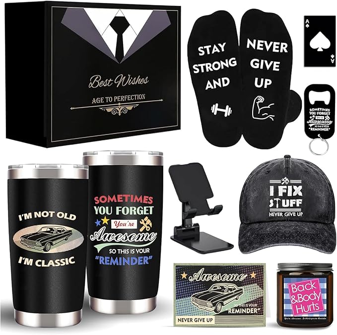 Birthday Gifts for Mens Him Who Have Everything, Fathers Day Gift, Dad Gifts, Unique Dad Gift Baskets for Men Husband Brother Boyfriend Funny Thank you Gifts Ideas Grandpa Uncle Presents Black