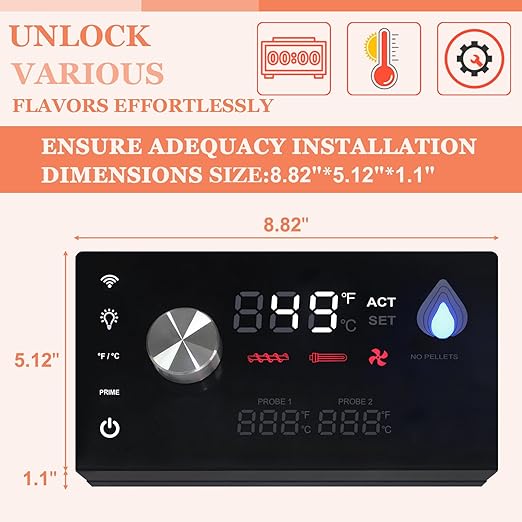 Replacement Pit Boss PID Thermostat Control Board 80055 Compatible for Pit Boss Platinum Series KC Combo Wood Pellet Grills, with WiFi & Bluetooth Function, can Connect to Mobile APP.