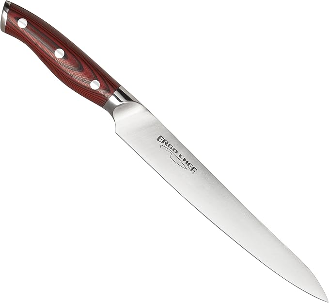 Ergo Chef Crimson Series 8 Inch Carving knife - Forged High Carbon X50CrMoV15 German Stainless Steel – G10 Handle