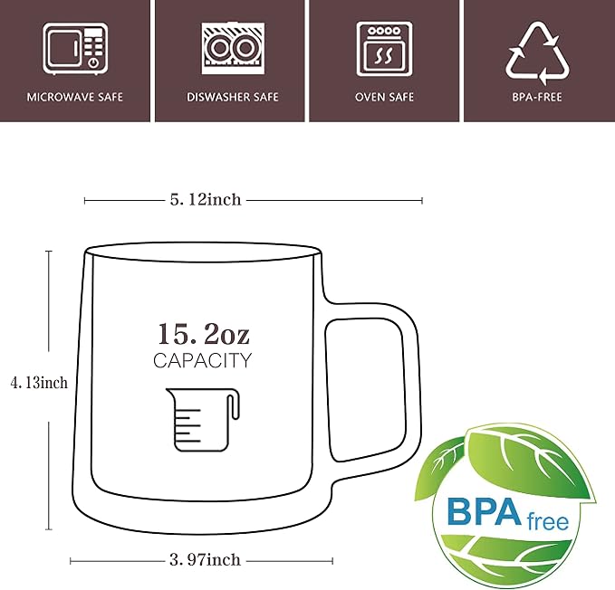 CNGLASS Double Walled Glass Coffee Mugs,15oz(1-pack) Insulated Glass Mugs with Handle,Clear Espresso Cups for Latte,Cappuccino,Tea Bag