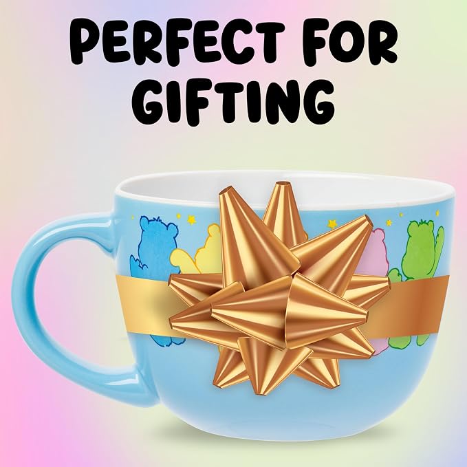 Silver Buffalo Care Bears Featuring Good Luck Bear, Cheer Bear, Friend Bear, Funshine Bear, and Grumpy Bear Ceramic Soup Mug, 24 Ounces
