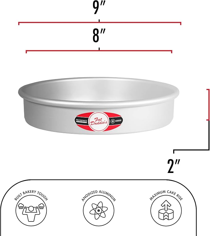 Fat Daddio's Anodized Aluminum Round Cake Pan, 8 x 2 Inch
