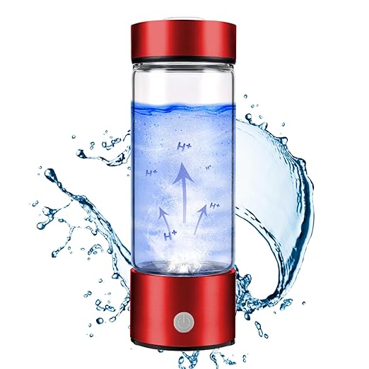 420ml Hydrogen Water Bottle Portable Hydrogen Water Ionizer Machine USB Rechargeable Hydrogen Water Generator,Hydrogen Rich Water Glass Health Cup for Home Travel, Regular Model, Red