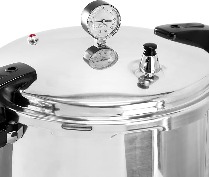MegaChef 24 Quart Large Capacity Aluminum Stovetop Pressure Cooker for Induction and Gas Stove-Tops
