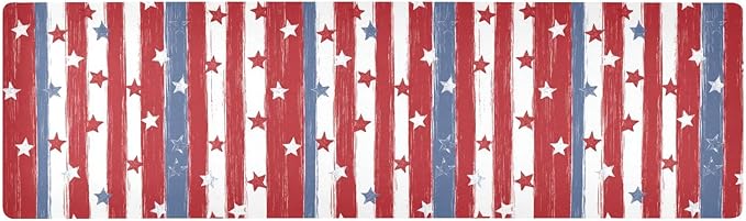 2-in-1 Table Runner Trivet for Hot Dishes Heat Resistant Hot Plate Mat Pad 39x12 Inch Waterproof Table Protector Trivets for Countertop Decorative Red and Blue Stars Independence Day