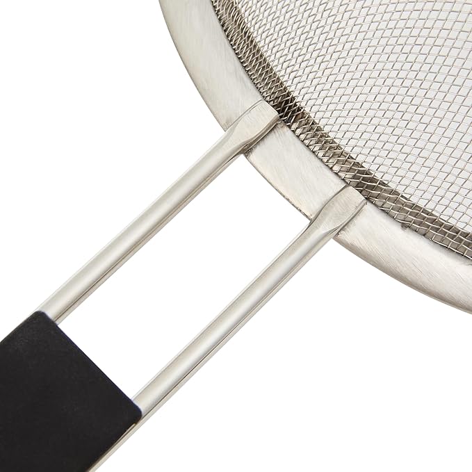 Restaurantware Fine Mesh Strainer Set of 3 Different Sizes with Silicone Handle Stainless Steel Extra Fine Mesh Strainer Heat-Resistant Handle Dishwasher-Safe for Rice, Quinoa, Pasta