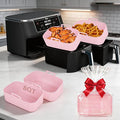 Silicone Air Fryer Liners for Ninja - Reusable DZ201 8QT Dual Basket - Rectangular 2-Pack Vacuum-Packed Easy-Clean Dishwasher-Safe Food-Safe for Home Chefs - Housewarming Gifts