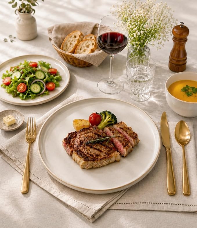 GBHOME Ceramic Dinnerware Sets for 4, 12 Pieces Stoneware Plates and Bowls Sets, Scratch Resistant Dishes, Dishwasher & Microwave Safe, Reactive Glaze