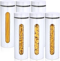 Mimorou 6 Pack Kitchen Canisters Set Airtight Coffee Sugar Tea Storage Jars with Window Glass Stainless Steel Containers with Lids for Flour Cookies Spices Grains Kitchen Decorations(White,60 oz)