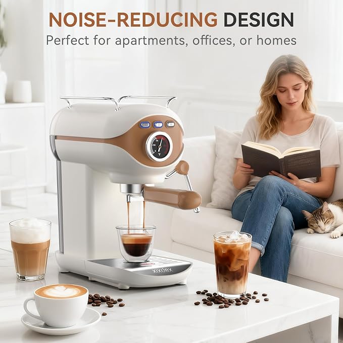 XIXUBX Espresso Machine 20 Bar, Professional Coffee Machine with Milk Frother Steam Wand, Compact Latte Cappuccino Maker for Home, PID Temp Control Espresso Maker, Coffee Maker Small