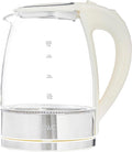 COOK WITH COLOR Electric Tea Kettle, 1.8L Cordless Hot Water Boiler, 1200W Rapid Boil, Auto Shutoff & Boil Dry Protection, BPA-Free, Sleek Countertop Design, Cream