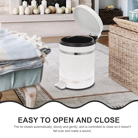 DOITOOL Bathroom Trash Can with Foot Pedal and Lid, 12l Round Roman Pattern Waste Bin for Home and Office Use