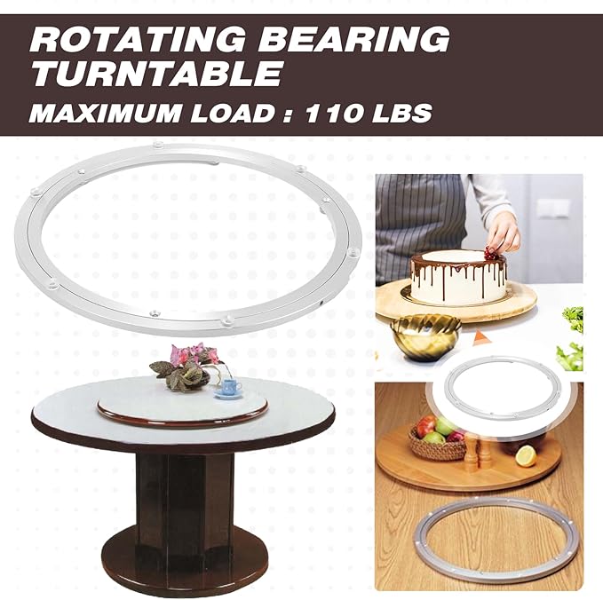 JaGely 2 Pack 14 Inch Lazy Susan Hardware Aluminum Alloy Turntable Rotating Hardware Heavy Duty Lazy Susan Bearing Ring Mechanism for Kitchen Dinning Table
