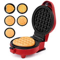 Holstein Housewares 5-in-1 Mini Waffle and Griddle Maker – 4-Inch Personal Appliance with 7 Removable Non-Stick Plates, Makes Puppy, Kitty, Heart-Shaped Waffles, Pancakes, Eggs & More