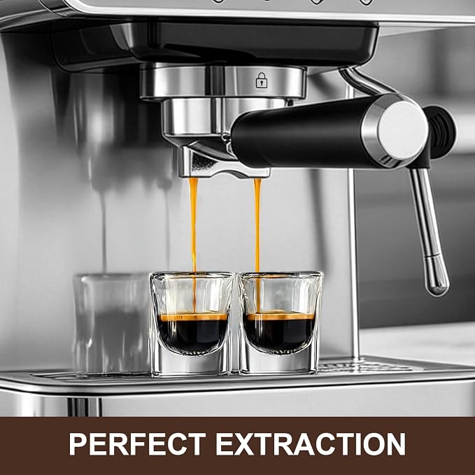 Espresso machine 20 Bar, Espresso Maker with Powerful Steam Milk Frother, Stainless Steel Coffee Machine with Fast Heating System for Latte, Cappuccino