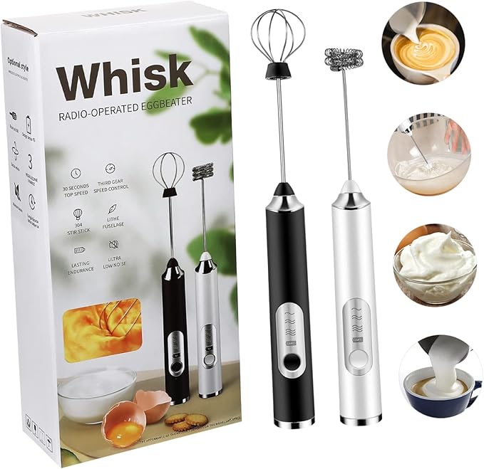 Cabilock Rechargeable Electric Milk Frother Handheld Whisk Speed Portable Foam Maker for Coffee Latte Matcha Egg Beater with USB Charging and Stable Standing Design
