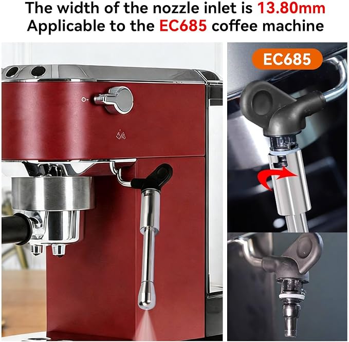 Coffee Machine Steam Nozzle, Stainless Steel Steam Wand Reusable Coffee Maker Tube Nozzle Tip Steam Spout for EC685 Espresso Machine for Home Kitchen Cafe Milk Tea Shop Latte Art