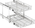 2-Tier Kitchen Cabinet Pull Out Shelf and Drawer Organizer Slide Out Pantry Storaqe Basket in Multiple Sizes (19" W x 21" D)