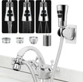 CECEFIN Kitchen Faucet Hose Attachment, 4-Mode ON/Off Sink Sprayer Head with Filter, 4.9Ft Stainless Steel Hose, Water Saving Aerator w/ 3-Way Diverter Valve for Hair Washing Laundry Room & Pet Shower