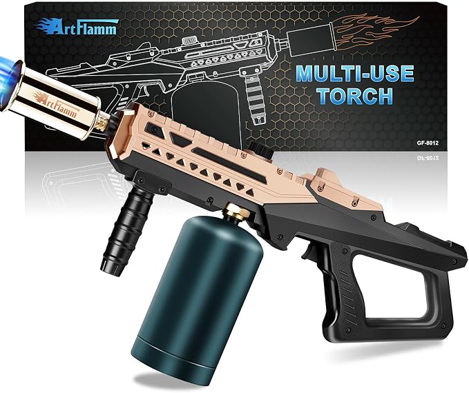 ARTFLAMM Flame Thrower Gun - Propane Cooking Torch Grill Lighter - Adjustable Flamethrower - Powerful Torch for BBQ, Campfire, Charcoal Wood, Weed (Tank Not Included)